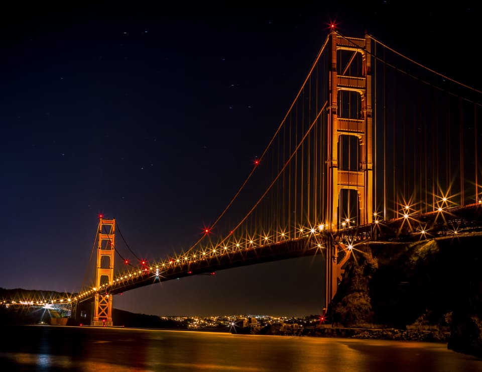 Image of Golden Gate Bridge in the Night California