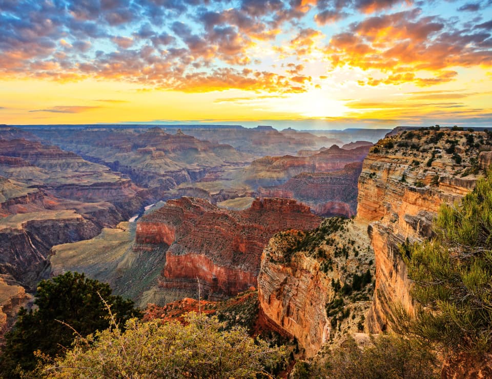Image of The Sun Over The Grand Canyon National Park Arizona